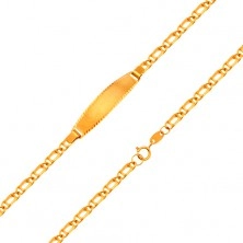 Karkötő táblával sárga 18K aranyból - lánc kettős szemekből, 160 mm