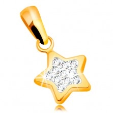 Medál sárga 585 aranyból - csillogó ötágú csillag, átlátszó cirkóniák