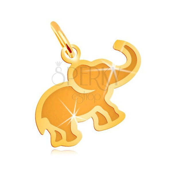 Medál sárga 14K aranyból - kis lapos elefánt matt középpel