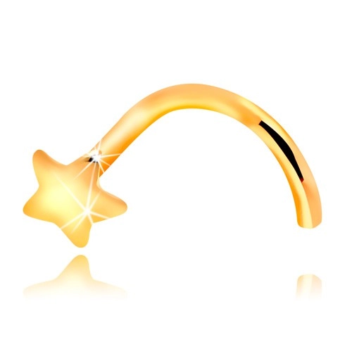 Orrpiercing sárga 14K aranyból - hajlított, kis csillag