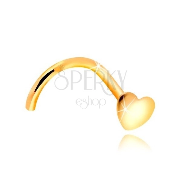 585 arany hajlított orrpiercing - fényes lapos szív