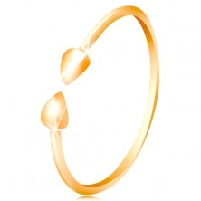Sárga 14K arany gyűrű - fényes szárak apró csepp formájú végekkel