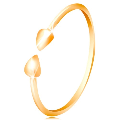 Sárga 14K arany gyűrű - fényes szárak apró csepp formájú végekkel - Nagyság: 51