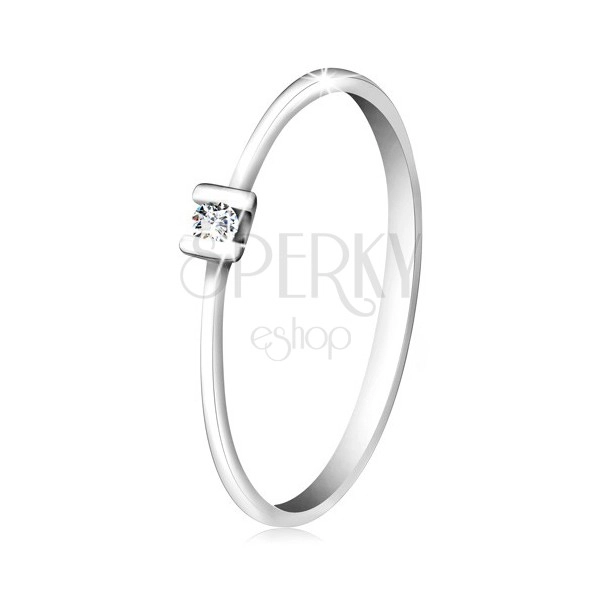 Briliáns gyűrű 585 fehéraranyból - fényes átlátszó gyémánt karmos foglalatban
