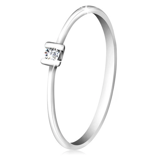 Briliáns gyűrű 585 fehéraranyból - fényes átlátszó gyémánt karmos foglalatban - Nagyság: 58