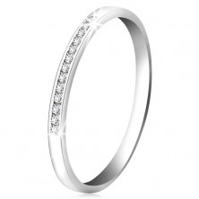 Gyémánt gyűrű 14K fehér aranyból - csillogó sáv apró átlátszó gyémántokból