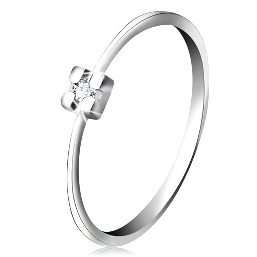 14K fehér arany gyűrű - átlátszó gyémánt szögletes foglalatban - Nagyság: 64