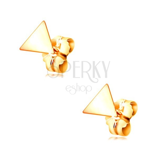 14K arany fülbevaló - fényes lapos háromszög, stekkerek