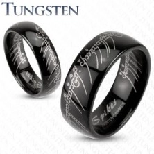 Karikagyűrű wolfrámból fekete színben - Gyűrűk ura motívum, 6 mm