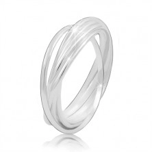 925 ezüst gyűrű - összefont keskeny karikagyűrűk, sima fényes felület