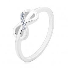 925 ezüst gyűrű, INFINITY szimbólum átlátszó cirkóniákkal díszítve