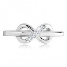 925 ezüst gyűrű, INFINITY szimbólum átlátszó cirkóniákkal díszítve