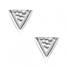 925 ezüst fülbevaló, háromszög gödrökkel és keskeny kivágással