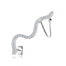 925 ezüst fülbevaló - kígyó átlátszó cirkóniákból, stekker és horog