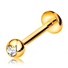 Gyémánt 585 arany piercing állba és ajakba - golyó gyémánttal, 8 mm