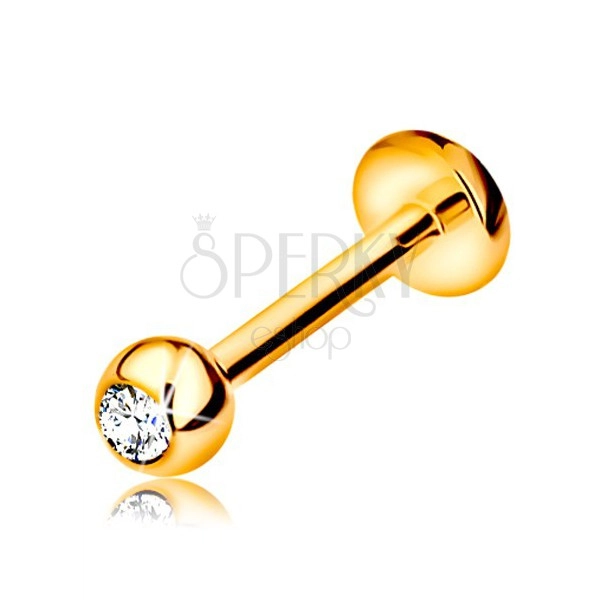 Gyémánt 585 arany piercing állba és ajakba - golyó gyémánttal, 8 mm