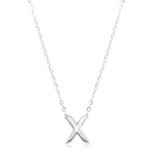 925 ezüst nyaklánc, fényes lánc, nagy nyomtatott X betű