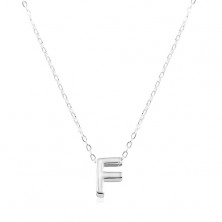 925 ezüst nyaklánc, fényes lánc, nagy nyomtatott F betű