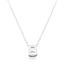 925 ezüst nyaklánc, fényes lánc, nagy nyomtatott B betű