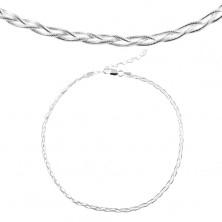 925 ezüst nyaklánc, kígyó minta három láncból összefonva