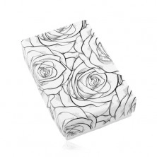 Fekete - fehér doboz szettre vagy nyakláncra, rózsavirág minta