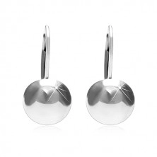 925 ezüst fülbevaló, fényes és sima félgömb, 10 mm