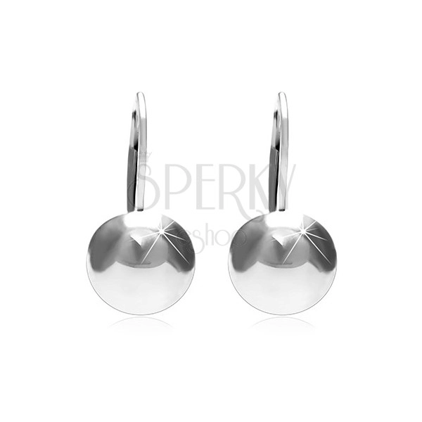 925 ezüst fülbevaló, fényes és sima félgömb, 10 mm