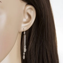 925 ezüst szett - nyaklánc és fülbevaló, átlátszó cirkóniás oválisok láncokon