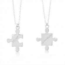 925 ezüst nyakláncok - puzzle darabok Mom és Daughter feliratokkal