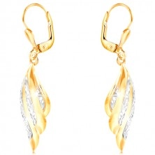585 kombinált arany fülbevaló - kétszínű angyalszárny ornamentumokkal