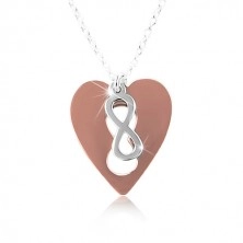 925 ezüst nyaklánc - réz színű szív INFINITY szimbólummal