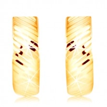 14K sárga arany fülbevaló - ív fényes ferde vágatokkal
