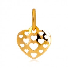 585 arany medál - fényes domború szív apró szív alakú vágatokkal