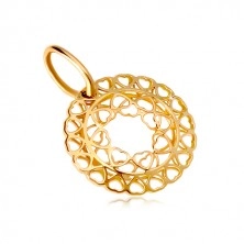 585 sárga arany medál - kör összekötött apró szív formákból