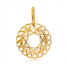 585 sárga arany medál - kör összekötött apró szív formákból
