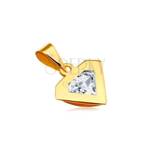 14K sárga arany medál - gyémánt sziluettje, átlátszó cirkónia