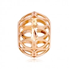 14K rózsaszín arany medál - üreges henger szív alakú kivágásokkal
