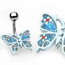 Köldök piercing - virágos pillangó
