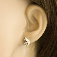 Gyémánt fülbevaló 14K aranyból - átlátszó gyémánt kétszínű csepp formában