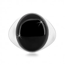 925 ezüst gyűrű ovális formájú fekete fénymázzal és fényes szárakkal