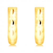 14K sárga arany karika fülbevaló függőleges búzaszem alakú vágatokkal
