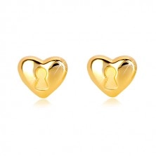 14K sárga arany stekkeres fülbevaló - szív kulcslyukkal