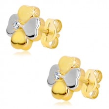 Stekkeres 14K kombinált arany fülbevaló - szerencse szimbóluma cirkóniával