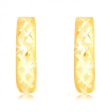 14K arany fülbevaló - matt karikák fényes vonalakkal