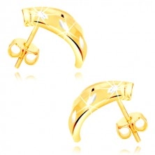 14K kombinált arany fülbevaló - három félkör és szemcsék, stekkeres