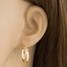 14K arany karika fülbevaló - szemcsék fehér aranyból, apró vágatok