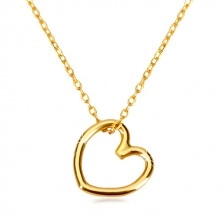 585 arany nyaklánc - szív alakú medál, vékony lánc