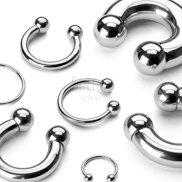 Sebészeti acél piercing - egyszerű fényes patkó golyókkal, szélesség 1 mm