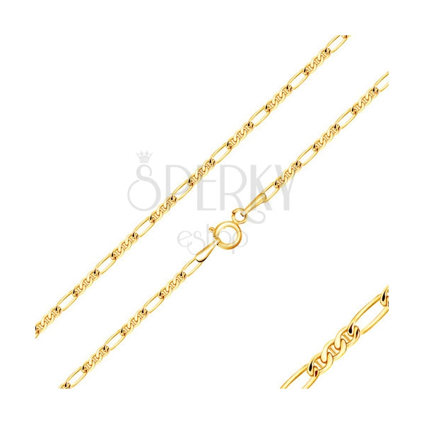 585 arany nyaklánc - Figaro motívum, ovális láncszemek, 550 mm