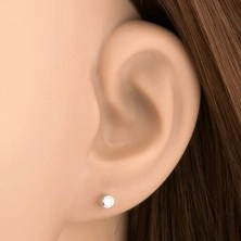 375 fehér arany fülbevaló - átlátszó kerek cirkónia, 3mm